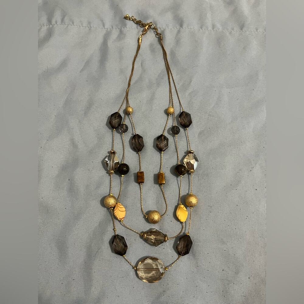 Charming Charlie Layered Beaded Necklace on Gold-tone Chains